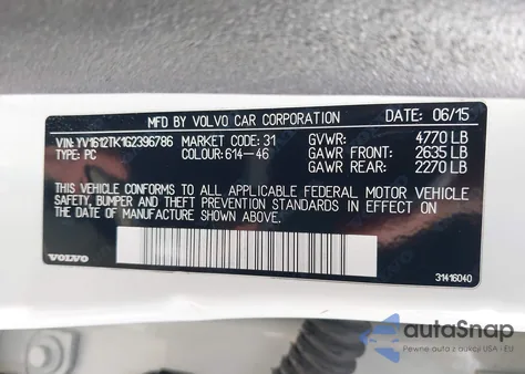 2016 Volvo S60 T5 Premier из США, поврежденный, VIN YV1612TK1G2396786